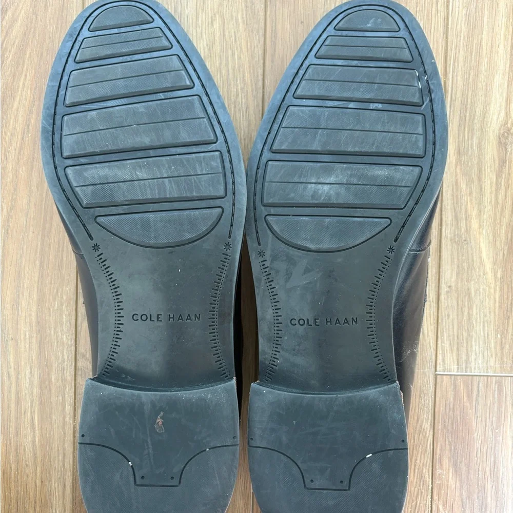 Cole Haan Grand OS Black Almond Toe Leather Slip On Moccasin Loafer Size 13M EUC